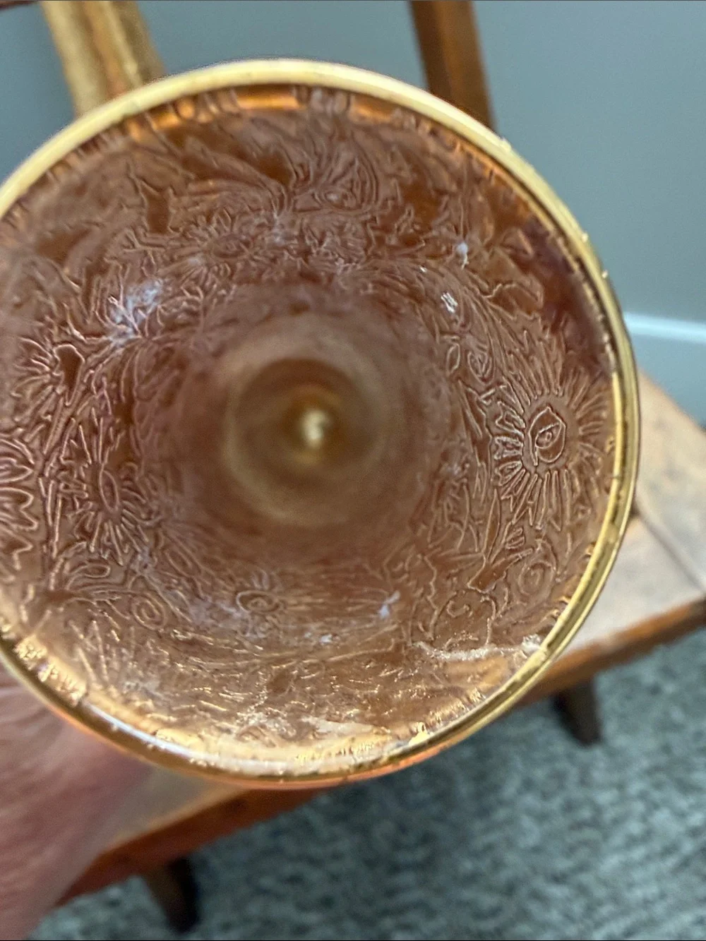 Vintage Gold Encrusted Etched Glass Bud Vases Pair Floral Bohemian Style